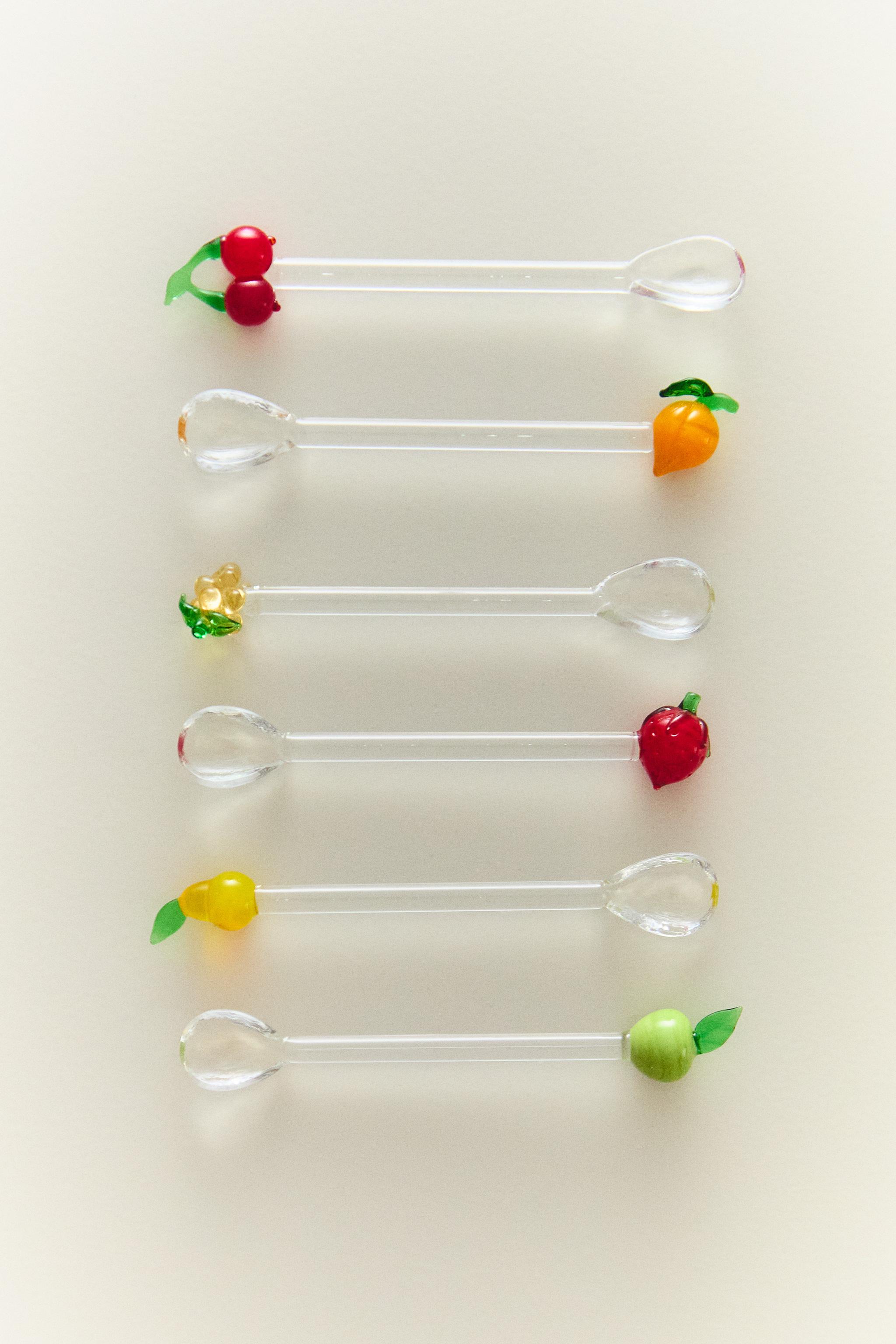 LOT PETITES CUILLÈRES VERRE FRUITS (LOT DE 6)